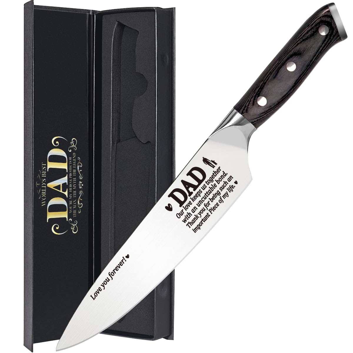 Cool Christmas Gifts for Dad from Son Daughter, Birthday Gifts for Bunous Steped Dad New Dad Daddy Christmas Father's Day Ideas Gift for Dad Christmas Day Best Dad Ever Gifts Kitchen Chef Knife Gift