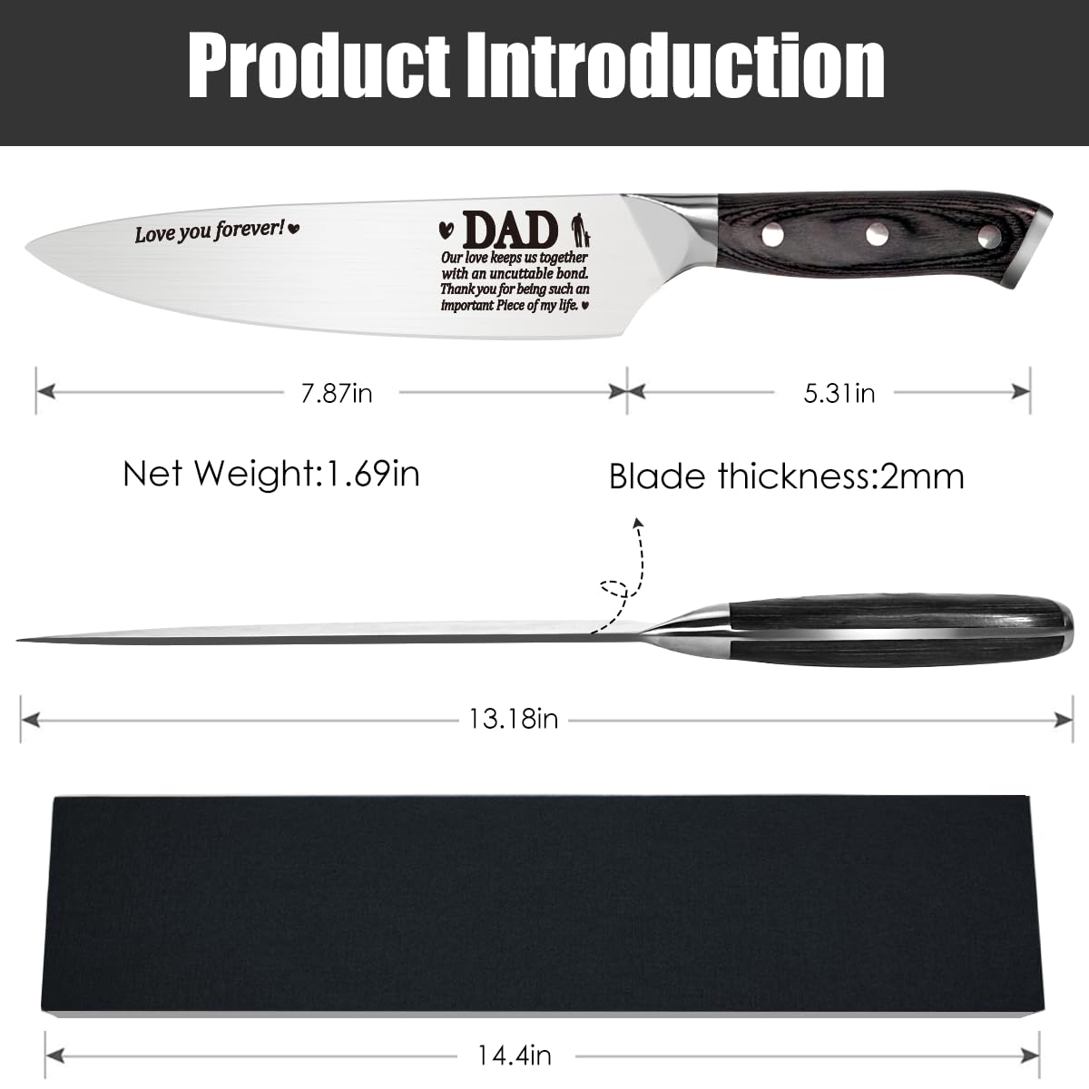 Cool Christmas Gifts for Dad from Son Daughter, Birthday Gifts for Bunous Steped Dad New Dad Daddy Christmas Father's Day Ideas Gift for Dad Christmas Day Best Dad Ever Gifts Kitchen Chef Knife Gift