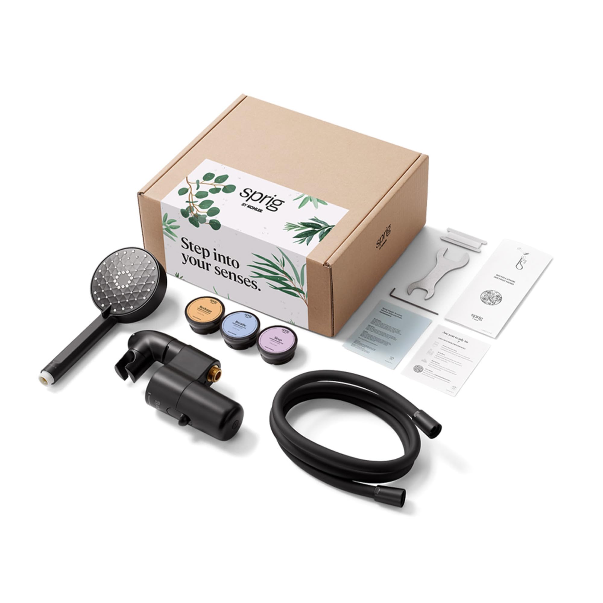 Sprig by Kohler Handshower Infusion Kit, Clean Aromatherapy Infused With Skin and Hair-Loving Ingredients, Matte Black