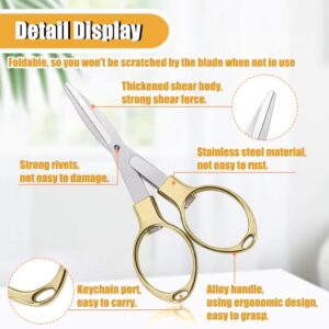 2PCS Folding Scissors, Portable Travel Scissors, Gift for Men Glasses Shaped Mini Shear Telescopic Cutter, Anti Rust Stainless Steel Scissors for Fishing Sewing Home Office (Rose Gold, Gold) -Samest