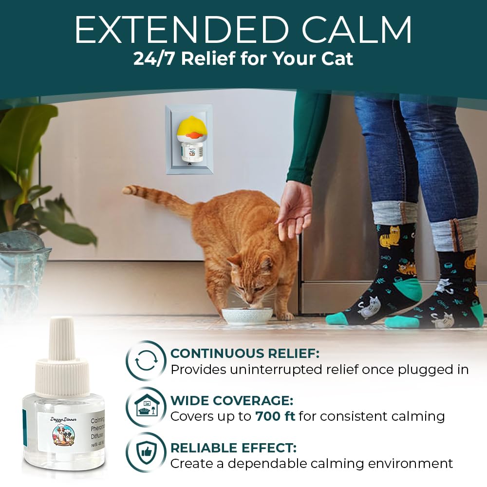 Doggy's Dinner Cat Calming Pheromone Plug-in Diffuser refills. Calming Pheromones help Relieve Anxiety. Contains (3 48ml refills 90 day supply) Works with most other brand Diffusers., Clear