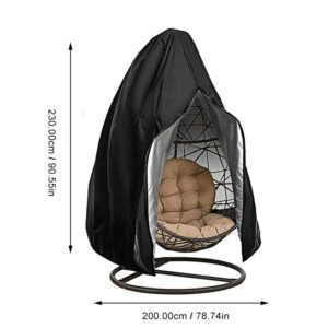 Patio Hanging Chair Cover, 420D Suspension Egg Chair Cover 91 inch for Outdoor Wicker Double Egg Swing Chair, Black Waterproof Egg Chair (Double Seat 91 x 79 inch)