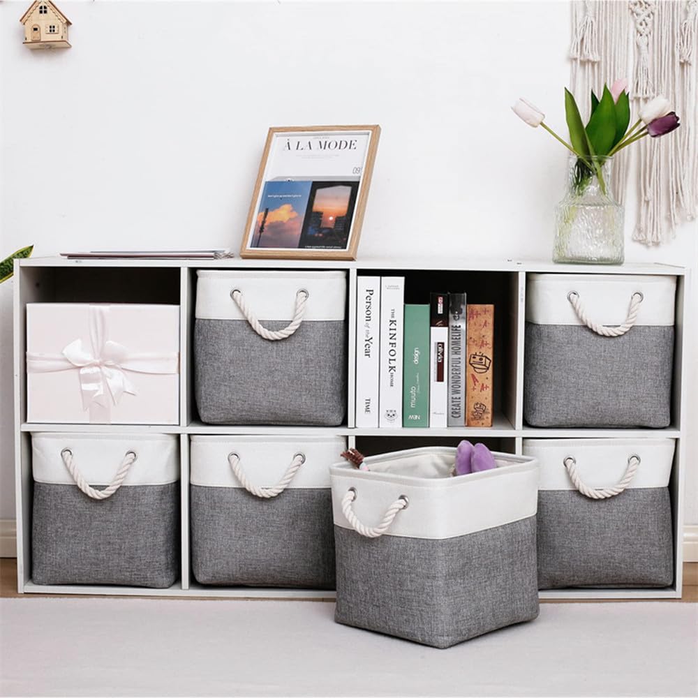 QRZLP 11x11 Cube Storage Bins Set of 2, Fabric Cube Storage Basket with Handles Foldable Closet Shelf Organizer and Storage for Household Toys, Organizing, Shelf, Clothes, Home, Office.