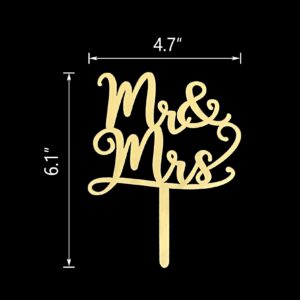 OIXCMNJQ Mirror Gold Mr & Mrs Cake Topper - Bride and Groom Cake Topper, Wedding Anniversary Bridal Shower, Engagement Decorations, Wedding Party Decorations Supplies, Acrylic