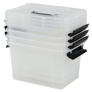 Jnktka 6 Quart Clear Organizer Bin with Lid Set of 4, Plastic Latching Storage Box