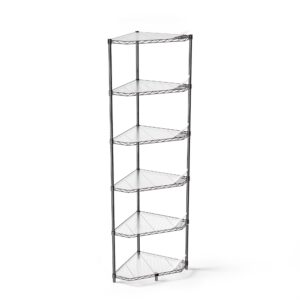 ufurpie 6 tier wire shelving unit nsf metal corner shelf - 600lbs capacity, adjustable, with leveling feet & shelf liners - for garage, kitchen - 20" l x 20" d x 72" h, pentagonal-shape