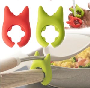 spoon pot pan holder spatula bracket clips,2024 new silicone heat resistance non-slip spoon rests,rest spoon holder steam releaser for pot cooking,wok spatula bracket clip kitchen gadget