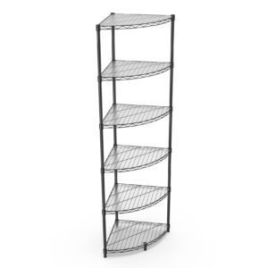 ufurpie 6 tier narrow corner wire shelving unit nsf metal shelf, 420lbs capacity, adjustable storage rack with leveling feet & shelf liners for kitchen garage room,72" h x 18" l x 18" d