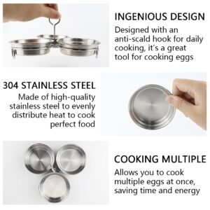 Egg Boiling Stainless Steel Egg Poacher Pan Insert with Oil Brush Nonstick Egg Poacher Multi-function Egg Steamer for Poached Egg Tool