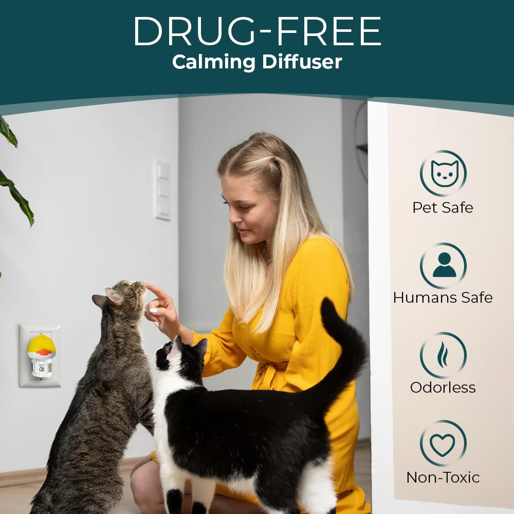 Doggy's Dinner Cat Calming Pheromone Plug-in Diffuser refills. Calming Pheromones help Relieve Anxiety. Contains (3 48ml refills 90 day supply) Works with most other brand Diffusers., Clear