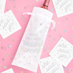 xo, Fetti Bride to Be Gift Wedding Planning Wine Bag | Engagement Party Gift, Bridal Shower Goodie Bag, Bachelorette Party Favor, Bride to Be Decoration, Wedding Drink Holder