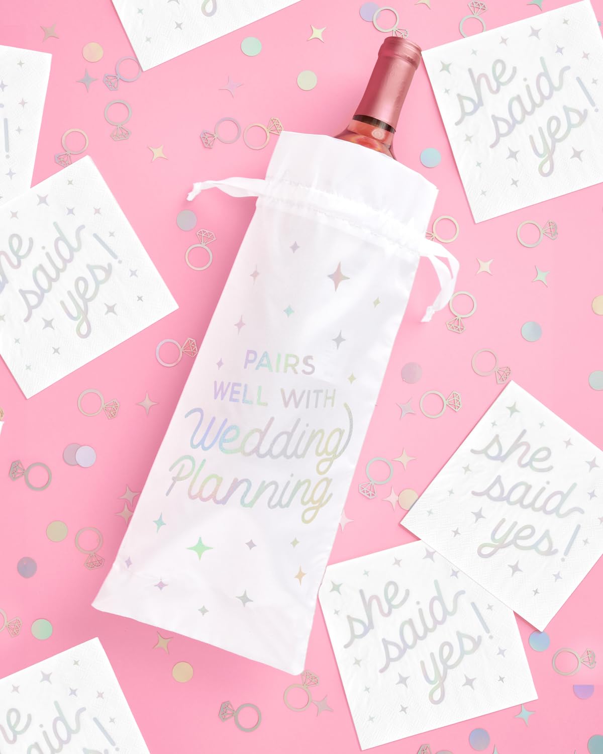 xo, Fetti Bride to Be Gift Wedding Planning Wine Bag | Engagement Party Gift, Bridal Shower Goodie Bag, Bachelorette Party Favor, Bride to Be Decoration, Wedding Drink Holder