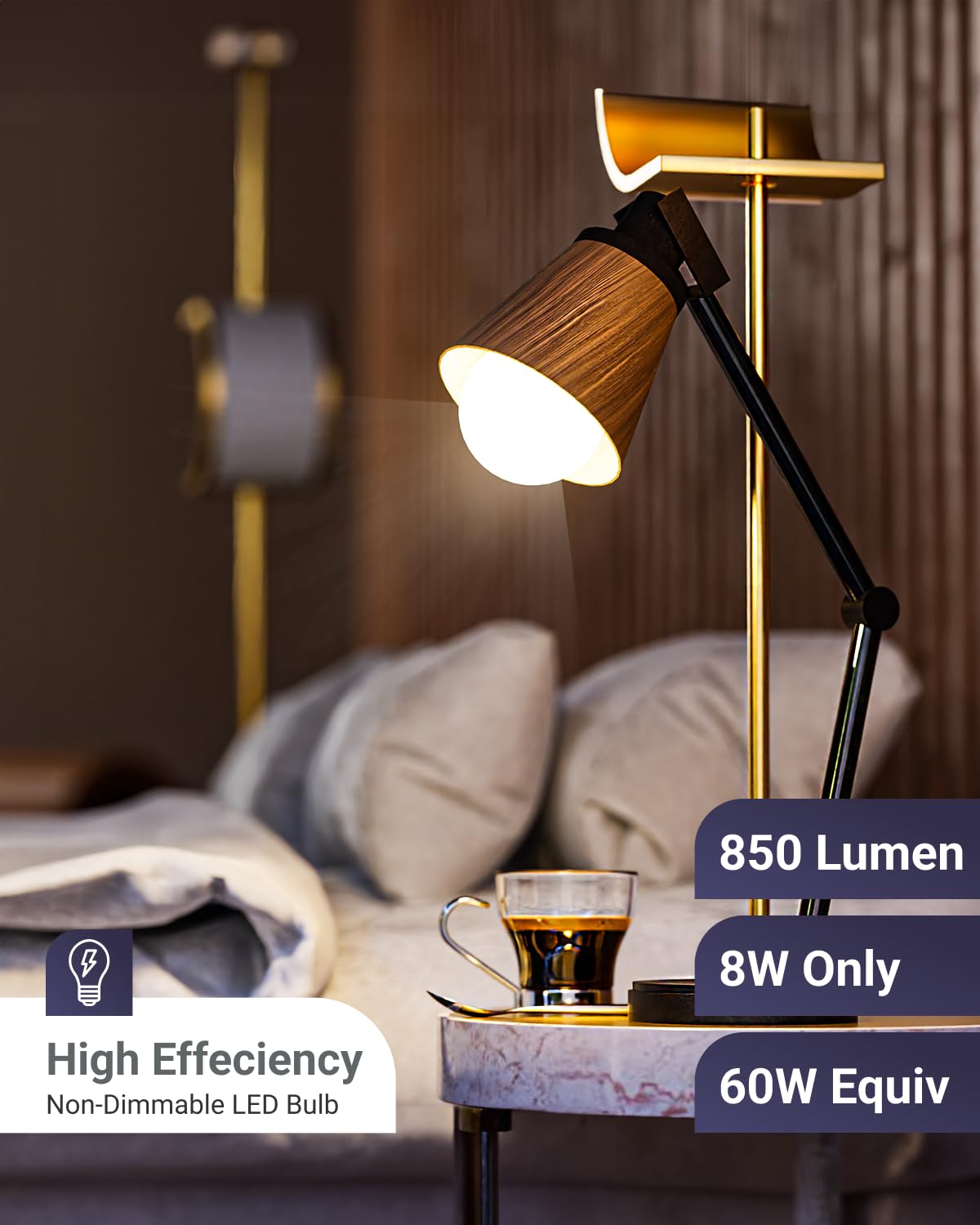 Sunco 12 Pack LED Light Bulbs, E26 Base Lamp Bulbs A19, [Focos LED para Casa], 5000K Daylight, 8W (60 Watt Equivalent), 850 LM, Non-Dimmable, 25000 Lifetime Hours for Bedroom, Bathroom UL