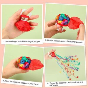 SquEqu 10 Pack Hand Throw Streamers Poppers Confetti Easy Clean Up Colorful Pop Out Streamer for Engagement Wedding Birthday Party Celebration Graduation