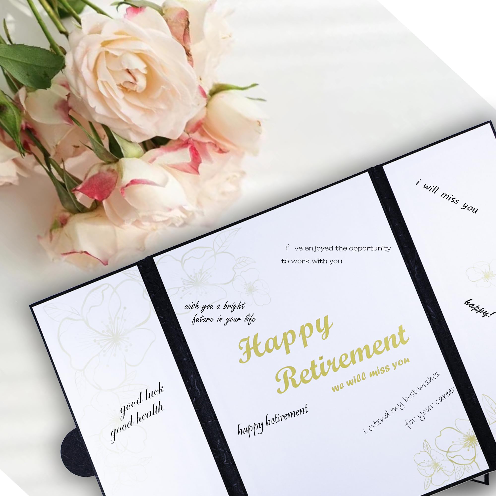 Large Retirement Card, Happy Retirement Guest Book Alternative, Black Gold Retirement Party Decorations, Jumbo Retirement Greeting Card Retirement Gifts for Men Women, Retirement Signature Board