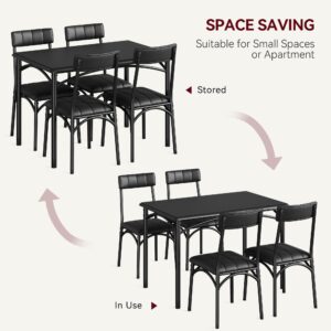 IDEALHOUSE Dining Table Set for 4, Kitchen Table and Chairs for 4 with Upholstered Chairs, 5 Piece Rectangular Kitchen Table Set, Dining Room Table Set for Small Space, Apartment, Rustic Black