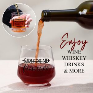 TrophyToast Engagement Gifts for Couples 2pcs wine glasses set- Newly engagement couple gifts, Fiance Fiancee Gift for Him and Her, Engaged Party gifts for Bridal Wedding Gifts