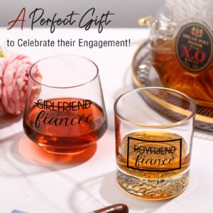 TrophyToast Engagement Gifts for Couples 2pcs wine glasses set- Newly engagement couple gifts, Fiance Fiancee Gift for Him and Her, Engaged Party gifts for Bridal Wedding Gifts