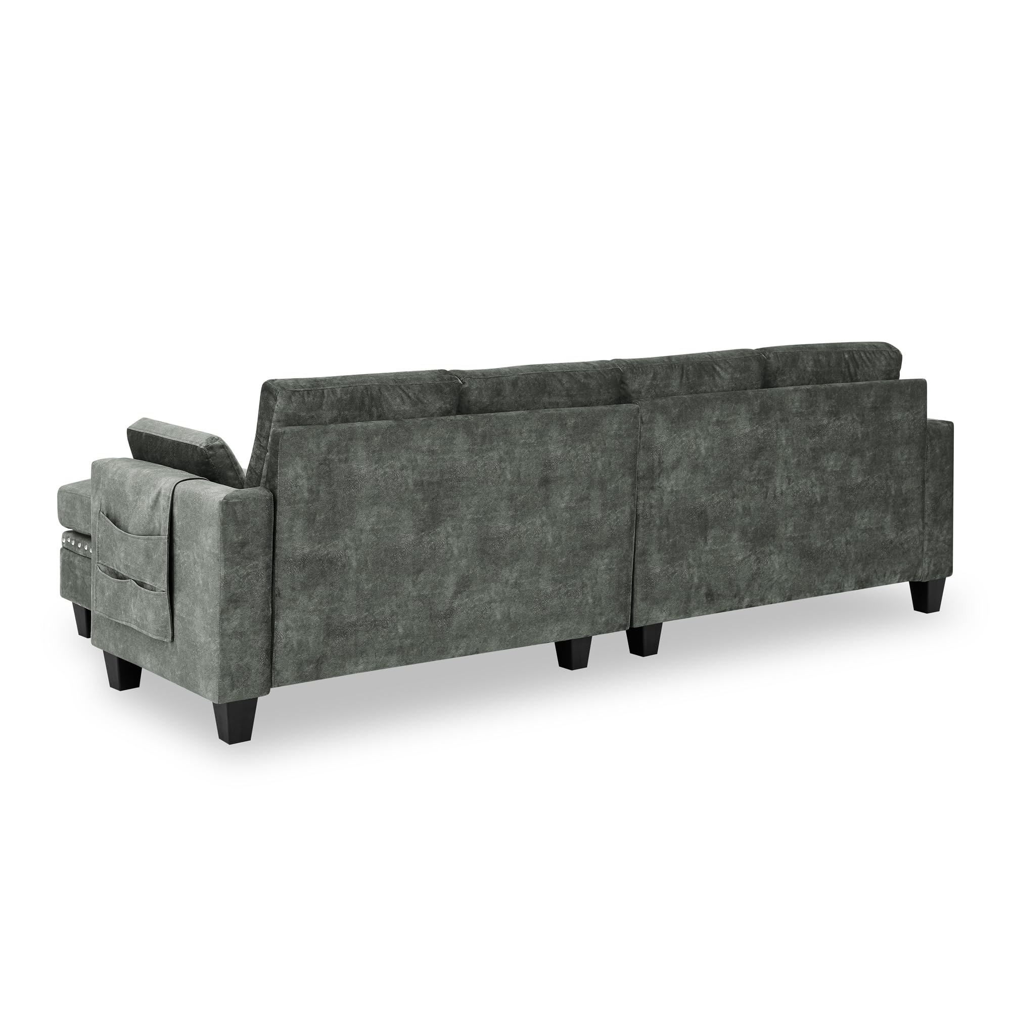 UBGO Modular Sofa Set for Living Room,Sectional Sofa & Couches,4-Seat Sectional Sofa with Reversible Chaise L Shaped Sofa Couch Furniture Sets Sectional Couch with Storage Ottoman-Gray