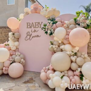 boho dusty pink balloon arch garland kit 135pcs neutral pink white sand ivory nude balloons for girls baby shower birthday wedding gender reveal party decorations