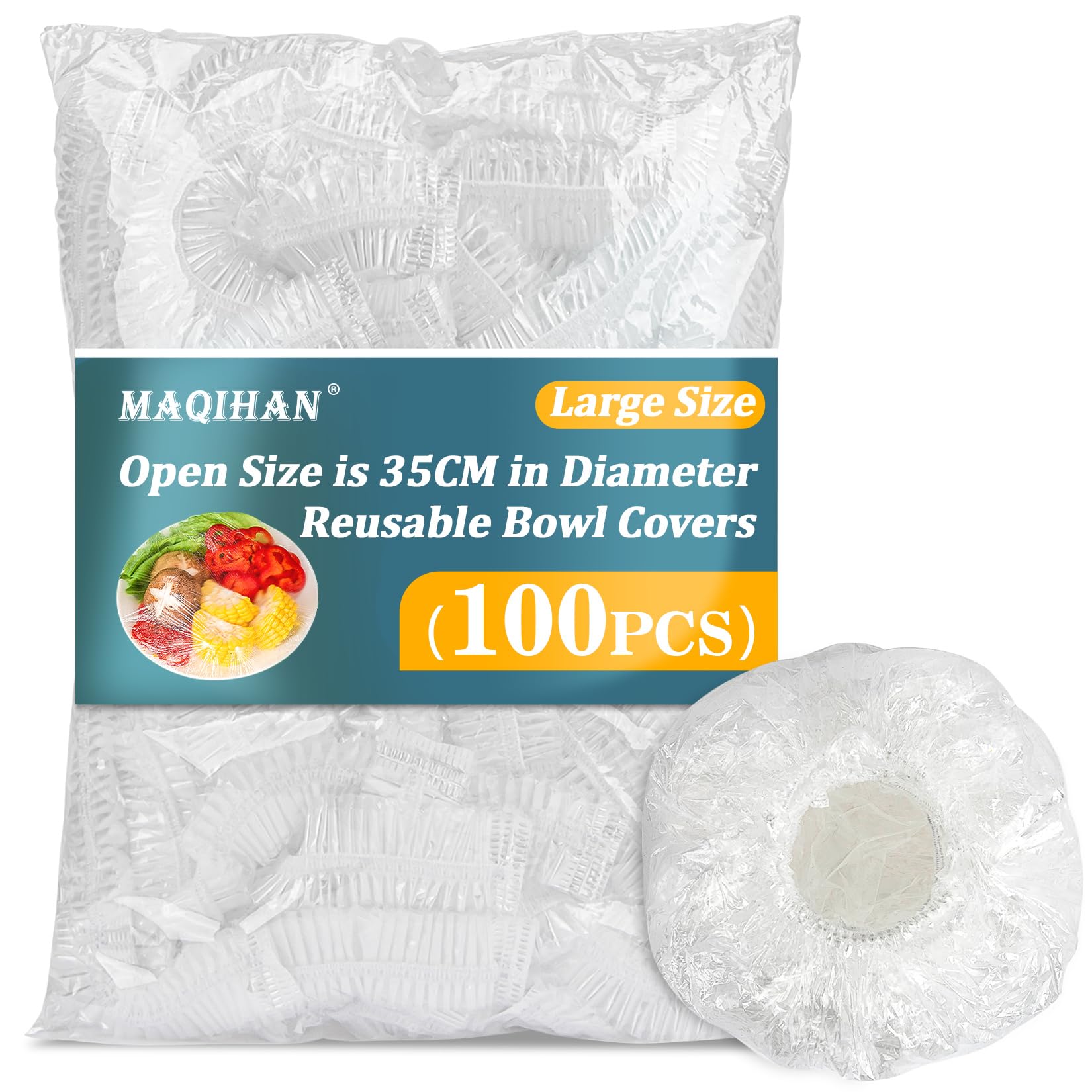 MAQIHAN 100 Bowl Covers Bread Proofing - Large Plastic Wrap for Food Sourdough Bread Baking Bread Rising Elastic Reusable Plate Covers Outdoor Food Fresh Keeping Bags Shower Cap Hair Deep Conditioning