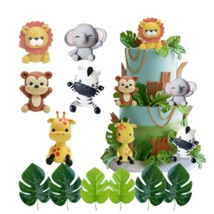 jungle animal cake topper safari animal set lion giraffe elephant monkey zebra for wild animals birthday baby shower party favors decorations supplies