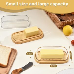 Butter Dish with Lid, Bamboo Butter Holder, Butter Container keeper, Perfect for East/West Coast Butter, BPA-free, Microwave/Dishwasher Safe