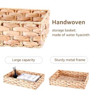 LEGNHOOM Wicker Storage Basket, Water Hyacinth Toilet Paper Basket for Countertop, Hand-Woven Wicker Basket for Toilet Tank Top, 2 Pack-Water Hyacinth