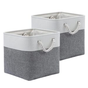 qrzlp 11x11 cube storage bins set of 2, fabric cube storage basket with handles foldable closet shelf organizer and storage for household toys, organizing, shelf, clothes, home, office.