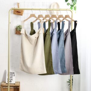 Linen Hanging Laundry Bag, 100% Linen Over The Door Laundry Hamper with Buttons and Zipper, Space Saving Door Hampers for Laundry Dirty Clothes Home Travel, Linen