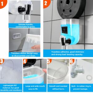 Suaetiai Mouthwash Dispenser For Bathroom, Wall Mounted Mouthwash Dispenser, 21oz Plastic Mouth Wash Container With Adhesive Hook And 2 Reusable Glass Cups/4 Pcs Label - 1 Pack