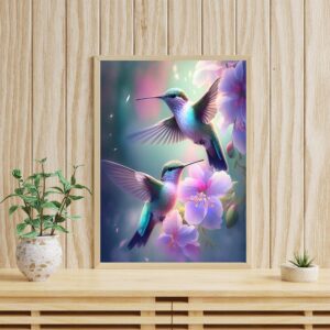 Hummingbird Diamond Art Kits for Adults, Birds Round Full Drill Diamond Painting Kits for Beginners Gem Art Painting Kits, DIY 5D Diamond Dots Painting with Diamond Arts and Crafts Decor 12x16inch