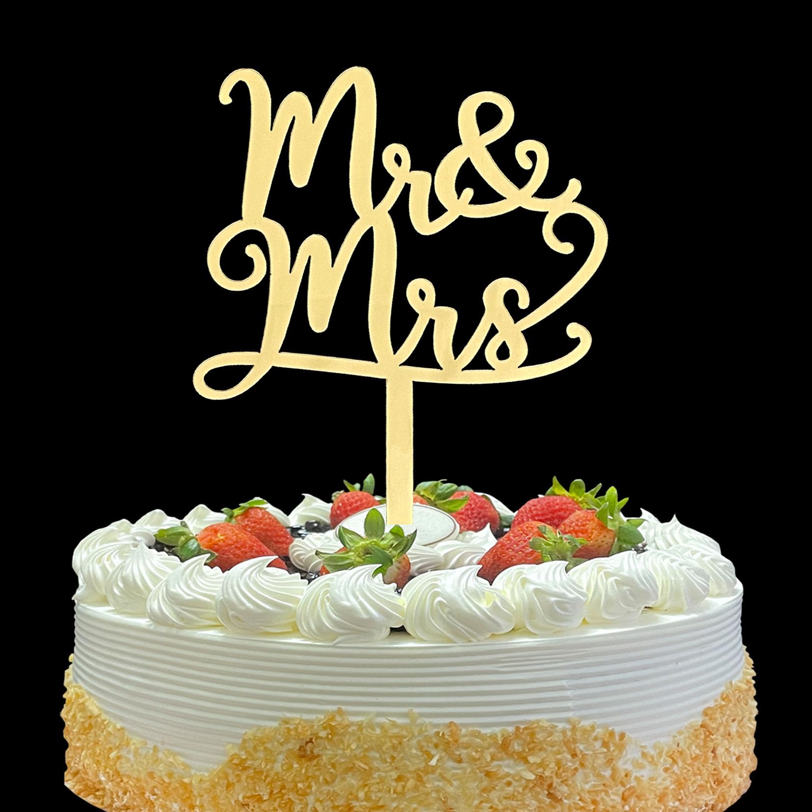 OIXCMNJQ Mirror Gold Mr & Mrs Cake Topper - Bride and Groom Cake Topper, Wedding Anniversary Bridal Shower, Engagement Decorations, Wedding Party Decorations Supplies, Acrylic