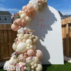 Boho Dusty Pink Balloon Arch Garland Kit 135Pcs Neutral Pink White Sand Ivory Nude Balloons for Girls Baby Shower Birthday Wedding Gender Reveal Party Decorations