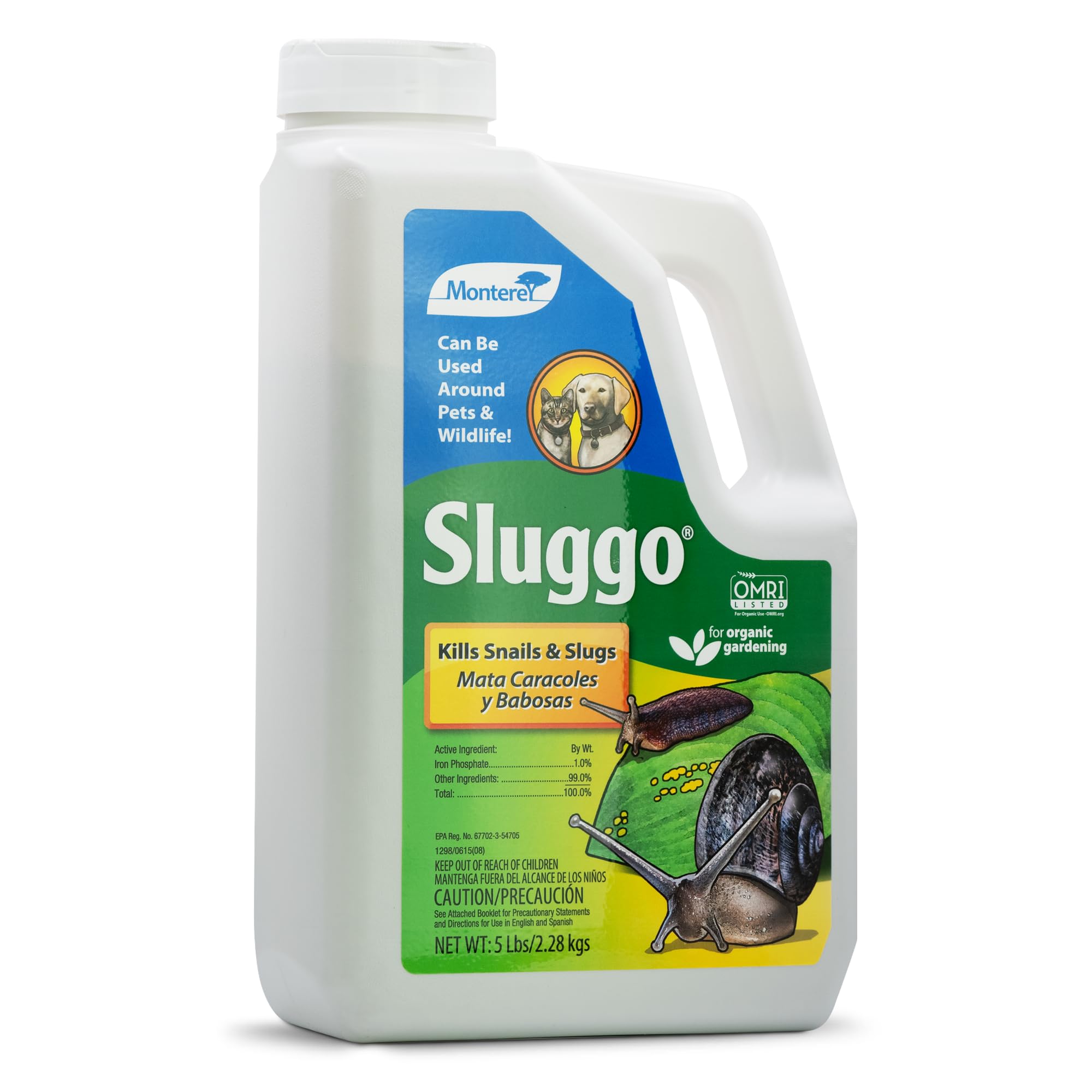 Monterey - Sluggo - Wildlife and Pet Friendly Snail & Slug Killer, OMRI Listed for Organic Gardening - 5-Pounds, OSP6530