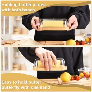 Butter Dish with Lid, Bamboo Butter Holder, Butter Container keeper, Perfect for East/West Coast Butter, BPA-free, Microwave/Dishwasher Safe