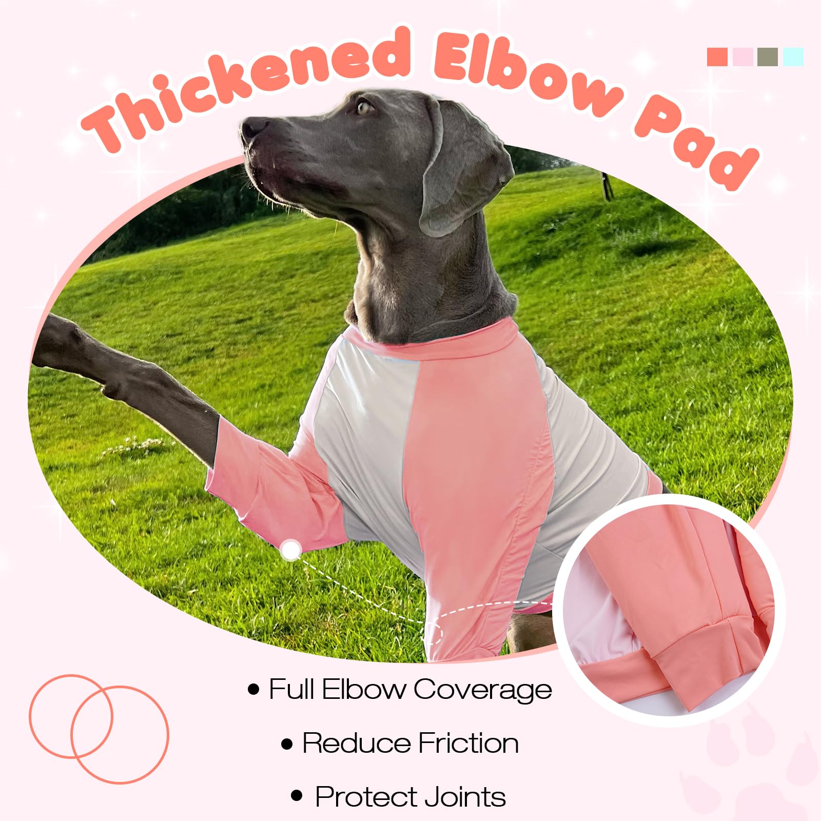 IECOii Dog Shirt,Dog Summer Shirt for Large Dogs,Breathable Dog Summer T Shirt for Dogs Shirts Boy Girl,Cool Dog Shirt with Sleeve to Stop Licking,Dog Elbow Brace Protector Shirt for Surgery Recovery