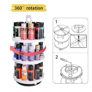 SANFURNEY Craft Paint Storage Rack, 40 Holes Spinning Paint Storage Tower, Vertical Paint Organizer Holder Stand for Apple Barrel, Folkart -2oz Craft Paints