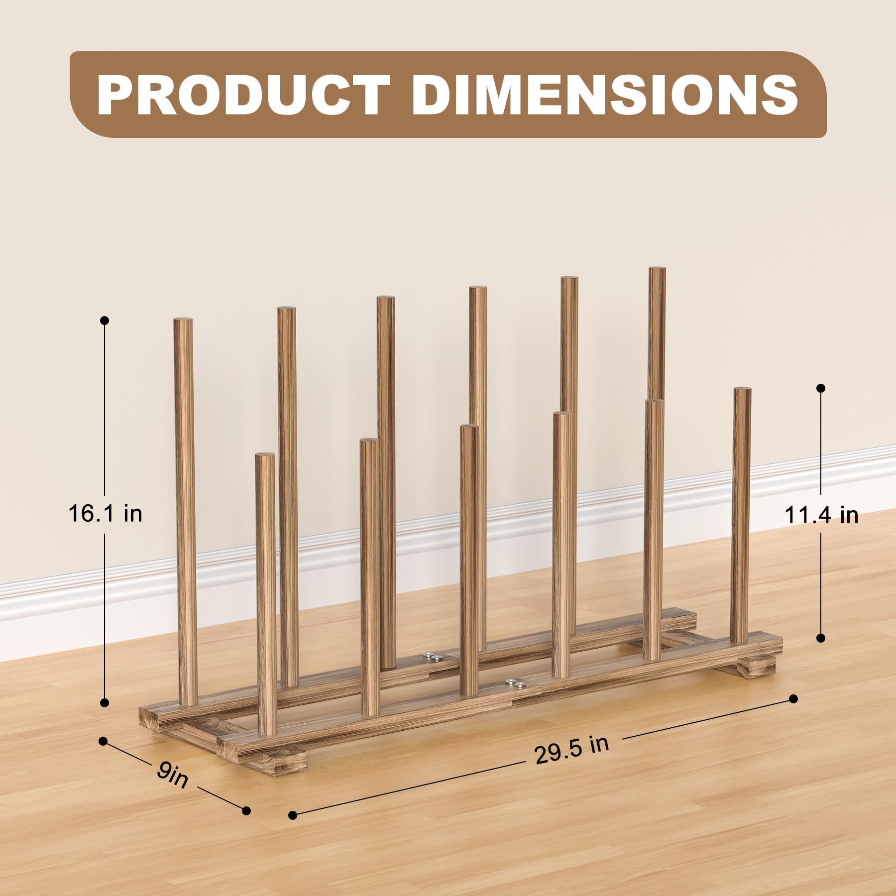 NestSprout Free Standing Shoe Rack for Tall Boots - Wooden Boot Rack Organizer for Closet Entryway, Shoe Rack for Mens Cowboy Boots, Boot Stand Hanger Fit for 6 Pairs