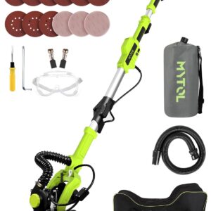 Drywall Sander, MYTOL 7.2A Electric Wall Sander with Vacuum Dust Collection, 6 Adjustable Speeds 900-1800RPM, LED Light, Extendable Handle, Foldable Electric Drywall Sanders 12Pcs Sanding discs-H21K3