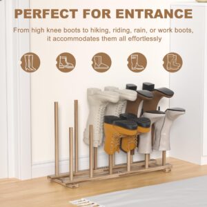 NestSprout Free Standing Shoe Rack for Tall Boots - Wooden Boot Rack Organizer for Closet Entryway, Shoe Rack for Mens Cowboy Boots, Boot Stand Hanger Fit for 6 Pairs