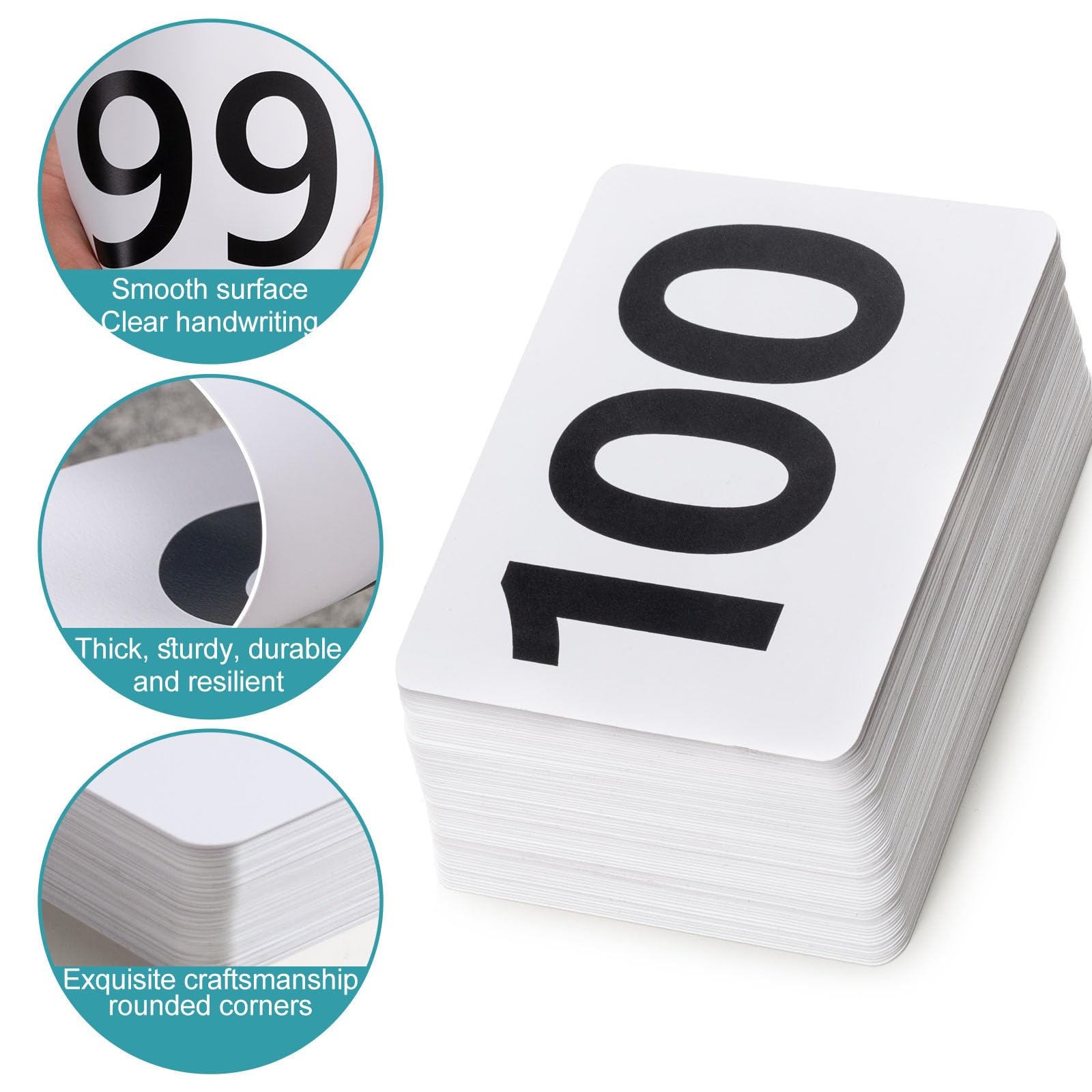 50Pcs Table Numbers 1-50, 3.7x4 Inch Plastic Table Numbers, Double Sided Table Number Cards - for Wedding Reception Restaurant Table Numbers Place Cards