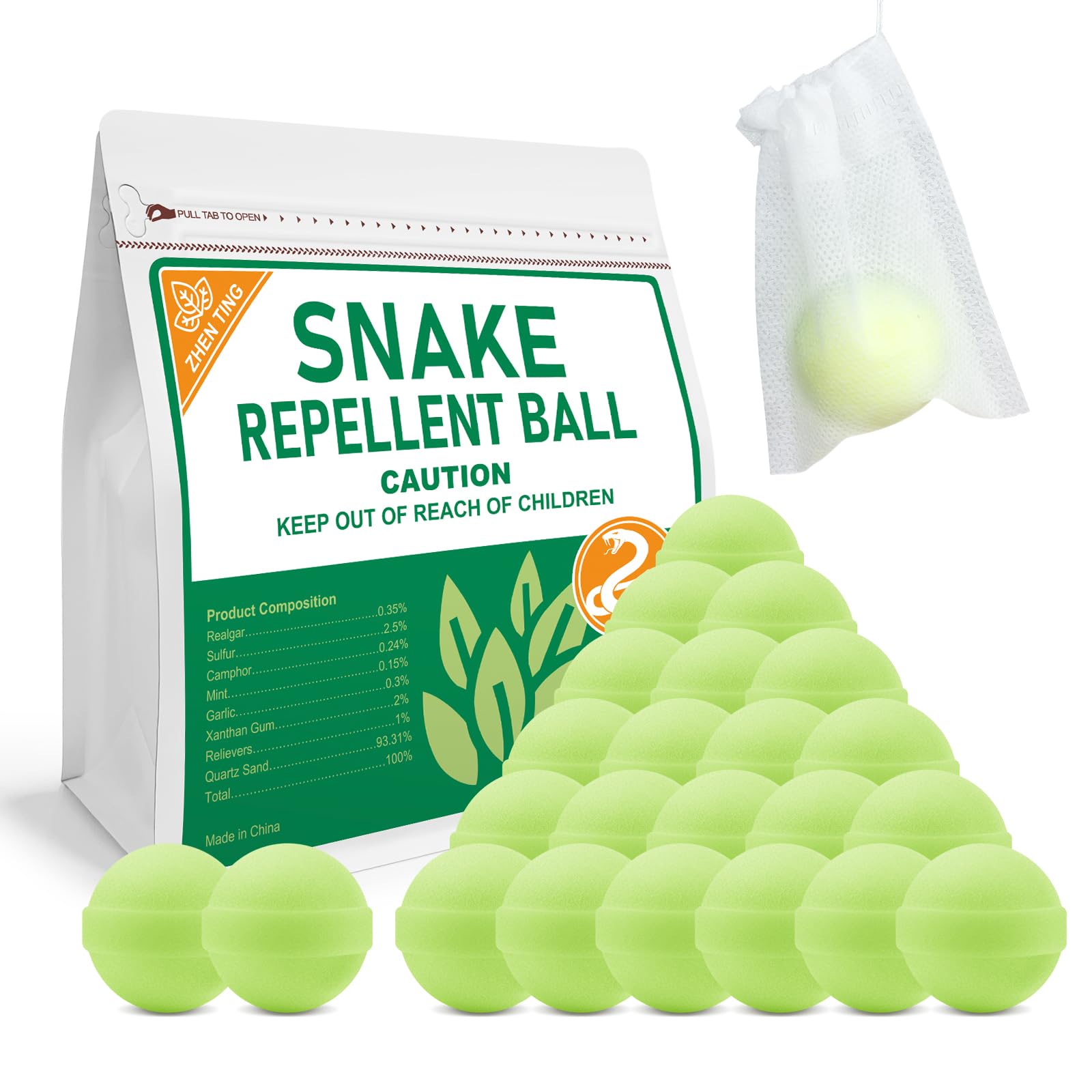 ZHEN TING 24 Pack Snake Repellent for Yard Powerful, Snake Away Repellent for Outdoors, Moth Balls for Snakes, Pet Safe Snake be Gone for Lawn Garden