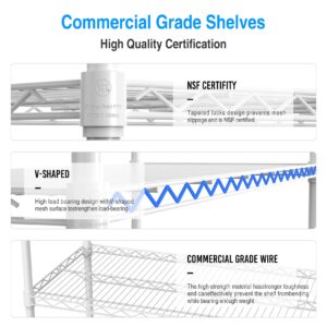 Ufurpie 6-Tier 6000lbs Capacity Heavy Duty Wire Shelving Unit NSF Metal Shelf, Adjustable Storage Rack with Wheels & Shelf Liners for Garage Commercial Kitchen, 87.5" H x 60" L x 18" D