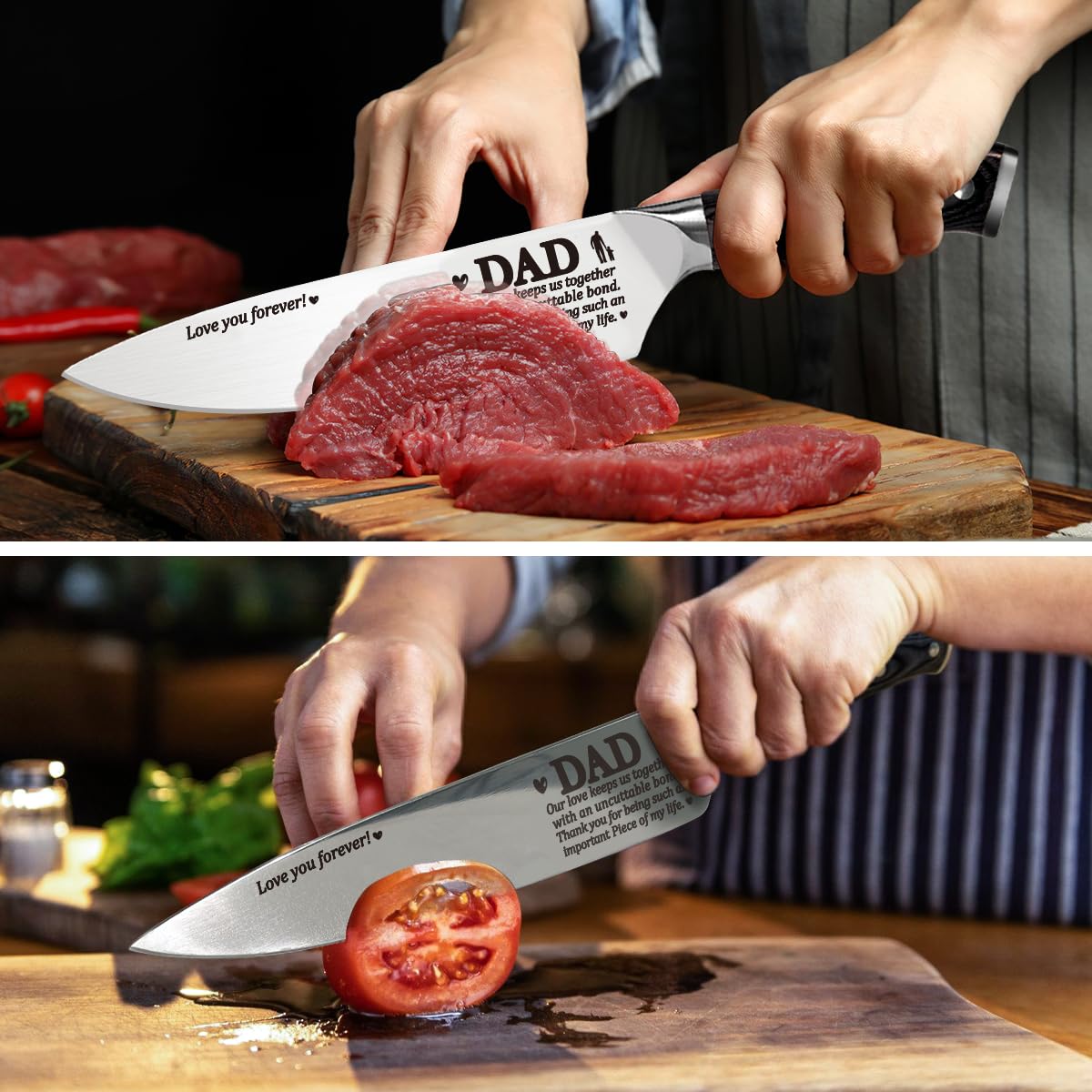 Cool Christmas Gifts for Dad from Son Daughter, Birthday Gifts for Bunous Steped Dad New Dad Daddy Christmas Father's Day Ideas Gift for Dad Christmas Day Best Dad Ever Gifts Kitchen Chef Knife Gift