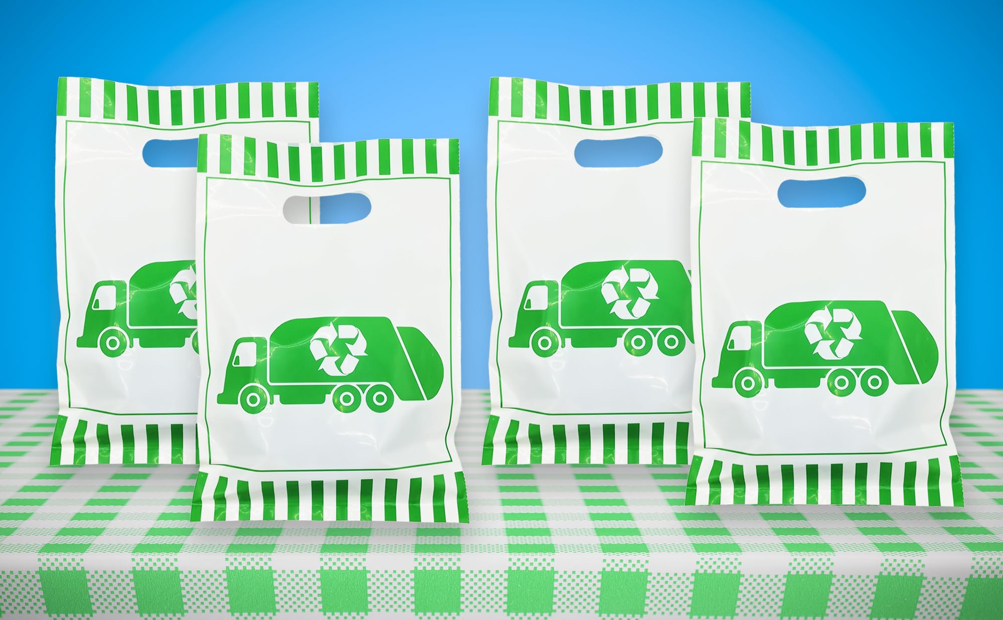 ATSMOICY 50 Garbage Truck Party Favors Goodie Bags, Rubbish Truck Themed Baby Shower Birthday Waste Management Recycling Party Supplies Decorations Favors Candy Bag