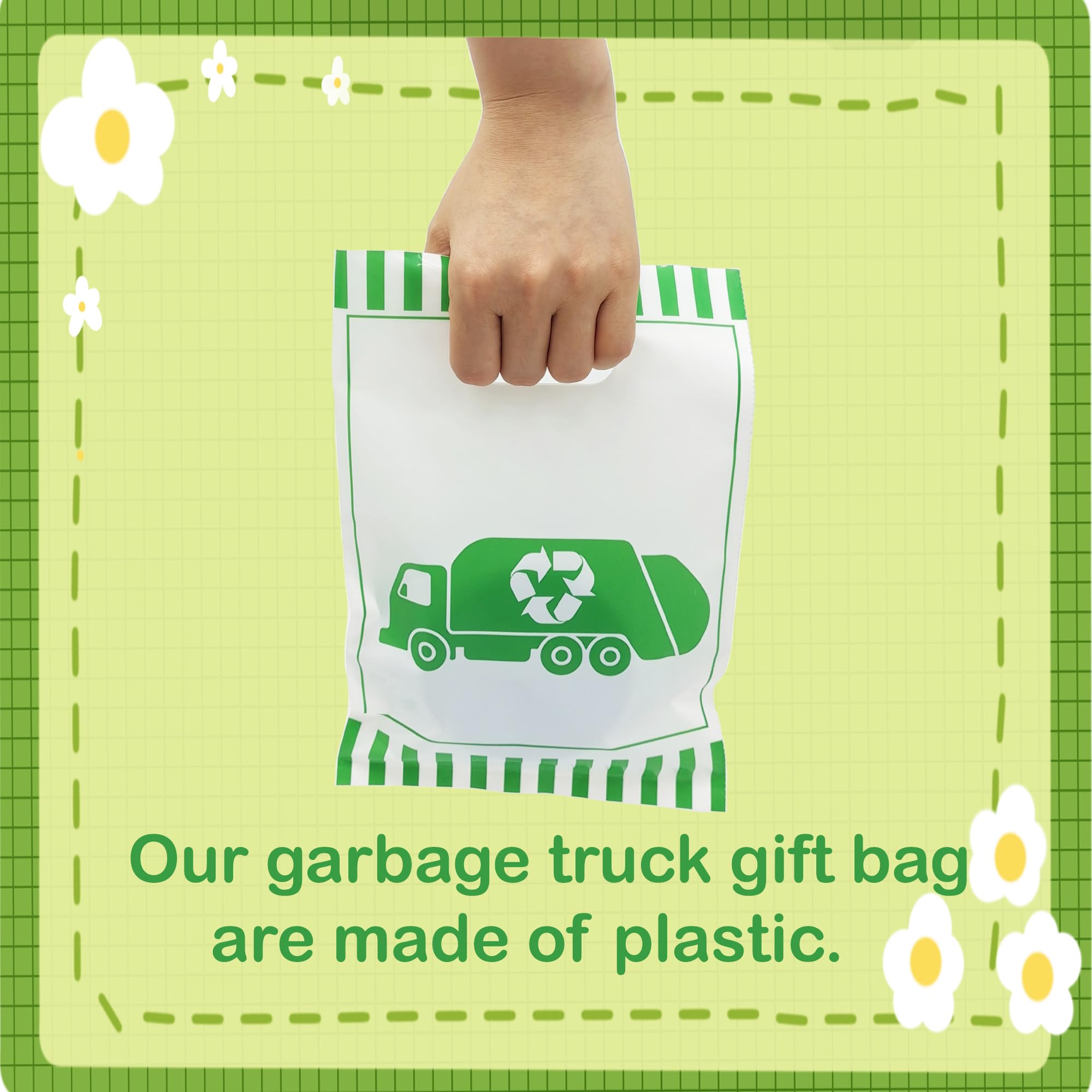 ATSMOICY 50 Garbage Truck Party Favors Goodie Bags, Rubbish Truck Themed Baby Shower Birthday Waste Management Recycling Party Supplies Decorations Favors Candy Bag