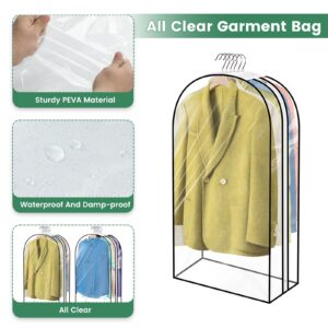 Carbrea Garment Bags for Travel - 43 Inches All Clear Garment Bag for Hanging Clothes 10 Inches Gusseted Suit Bags for Men Travel Dance Bag Clothing Storage Bags for Women Clothes Storage 3 Pack