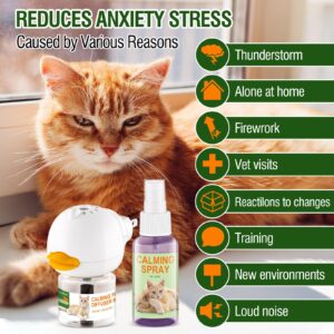 PawsGear Cat Calming Pheromone Diffuser and Spray,Relieve Anxiety Stress Reduce Fighting and Scratching,Fits All Cats