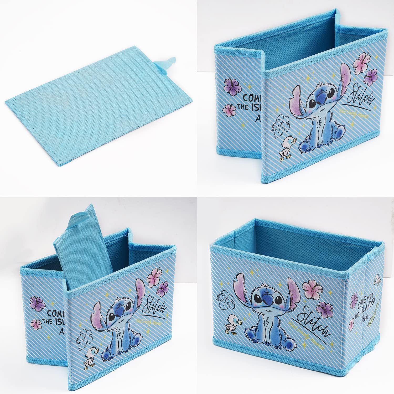 CNEISEJK Stitch Collapsible Storage Box Stitch Cosmetics Box Foldable Baskets Office Desk Room Decoration Makeup Holder for Women Girls (SN SDZ A 2403)